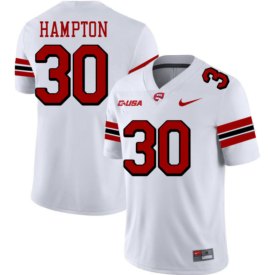 Jalen Hampton WKU Jersey,Western Kentucky Hilltoppers #30 Jalen Hampton Jersey Youth-White